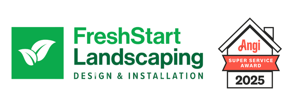 FreshStart Landscaping logo with Angi trusted professional badge in Las Vegas NV